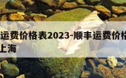 顺丰运费价格表2023-顺丰运费价格表2023上海